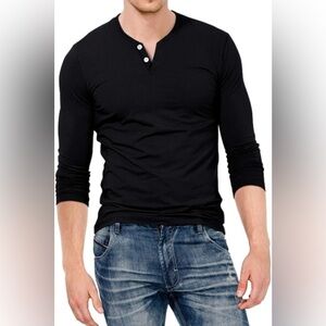 NWOT. KUYIGO Mens Henley Shirts Slim Fit Long Sleeve Fashion Shirt
